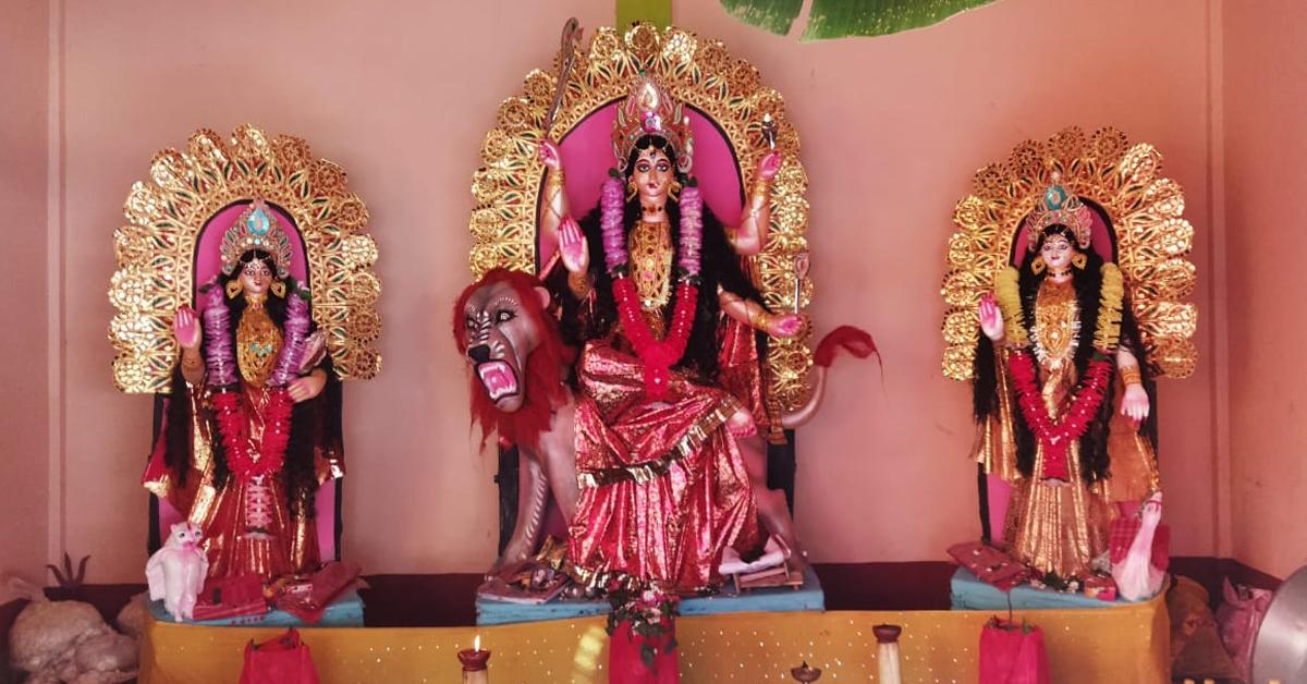 Rajbanshi-style shrine where the Goddess is worshipped as Maa Bhandani or Ban Durga in the Dooars